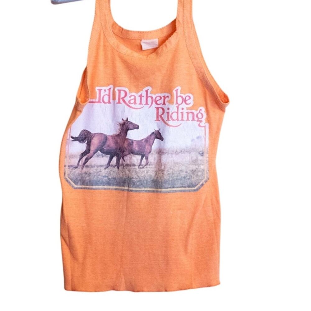 Orange vintage horse girl tank top